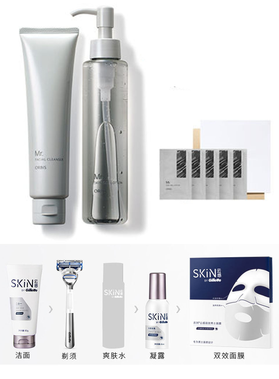 洗护套装、洗面奶、爽肤水、凝露
